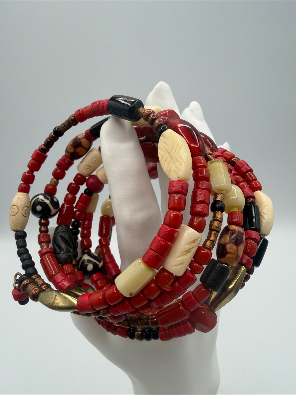 Bohemian Red Multi-Bead Wrap Bracelet